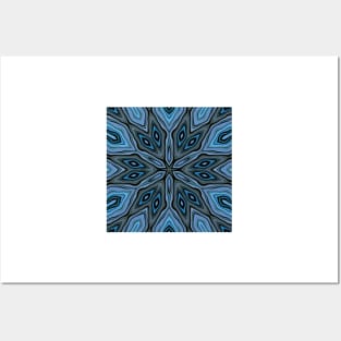 creative shades of turquoise blue floral fantasy in square format Posters and Art